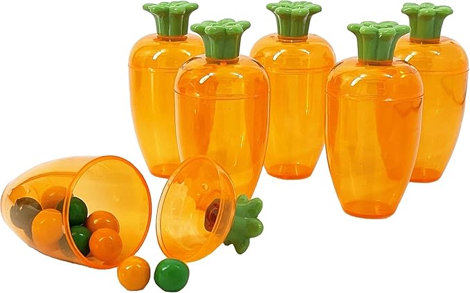 The Dreidel Company 24-Pack Fillable Easter Carrots Containers, Bright Orange Plastic Carrot, Perfect for Easter Hunt, Surprise 4." Inch Carrots (24-Pack)