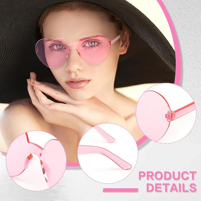 Heart Sunglasses 2 Pairs Heart Shaped Sunglasses Womens Heart Glasses Rave Sunglasses for Women Party Favors