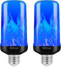 Bitrue LED Flame Light Bulbs, 4 Modes Blue Flame Effect Bulbs, E26 Base Fire Light Bulb with Gravity Sensor, Flickering Light Bulbs for Halloween Home Decor(Blue 2 Pack)