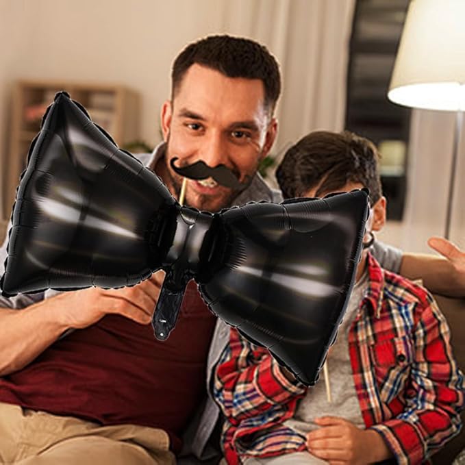 Bow Tie Balloons Father's Day Balloons Big Black Bow Tie Balloon for Father's Day Party Decorations Fathers Day Decor Supplies Ballons Arch Kits Party Balloon Sets 3pcs