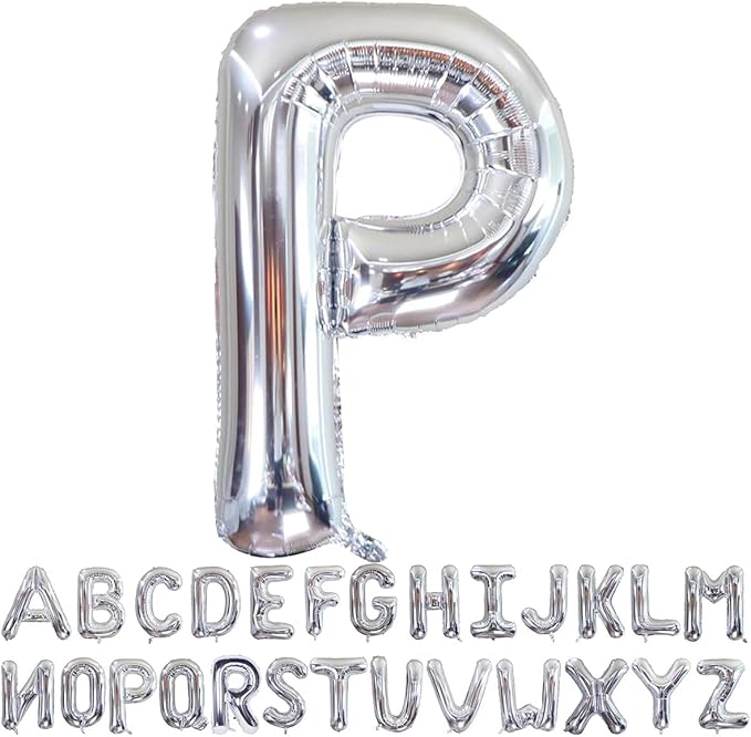 Silver Letter P Balloons 40 inch Large Alphabet P Balloons Silver Helium Foil Letter Balloon Banner for Birthday Party Anniversary Wedding Decoration