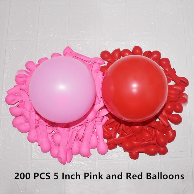 200 Pcs Pink Red Balloons 5 Inch Pink and Red Latex Small Balloon Garland Arch Kit for Valentine's Day Baby Shower Birthday Bridal Shower Wedding Anniversary Party Decorations