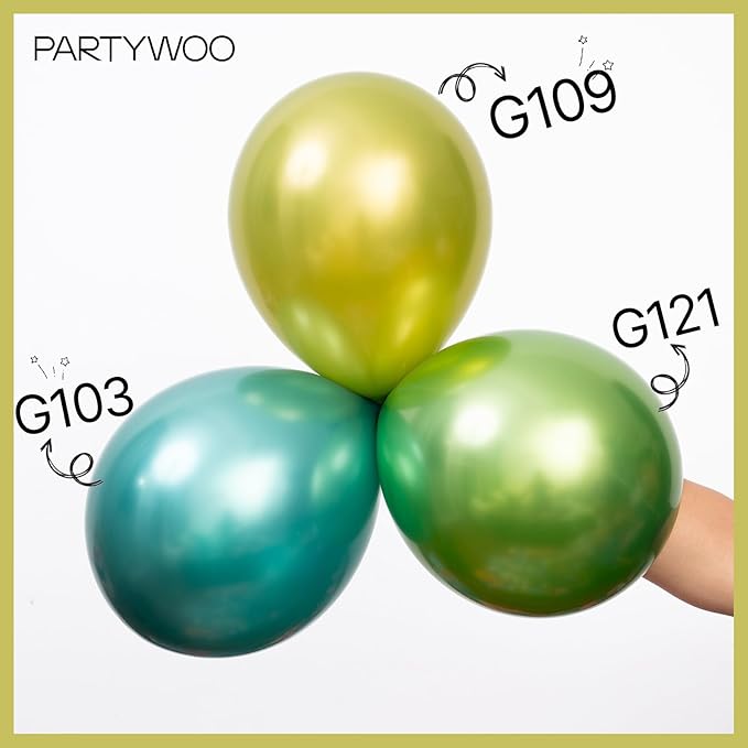 PartyWoo Metallic Green Balloons 50pcs 12 Inch Metallic Apple Green Latex Helium Balloons for Graduation Spring Forest Summer Wedding Engagement Baby Shower Birthday Party Decorations Green-G121