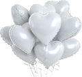 Grey Heart Foil Balloons - 10PCS Heart Shaped 18inch Love Balloons for Valentines, Weddings, Birthdays & Anniversaries