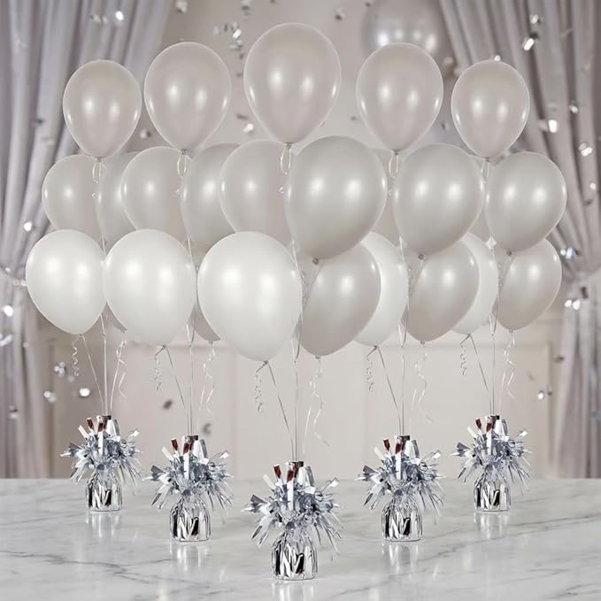 Aluminum Foil Balloon Weights for Parties (12 pcs) - 0.31lb (140g) Each - Premium Balloon Anchors for Birthday, Wedding, Dinner, Indoor & Outdoor Decorations(Silver 12pcs)