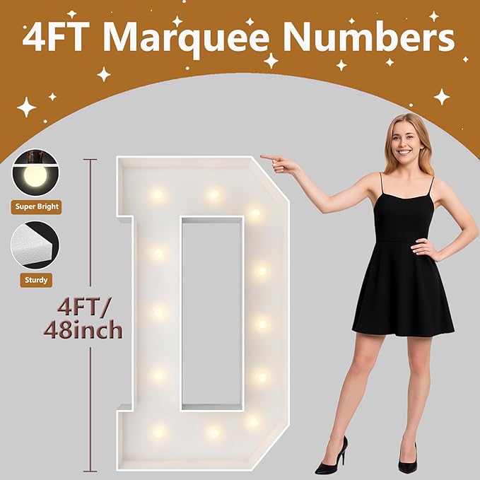 4FT Marquee Light Up Letters, Large Marquee Letters, Pre-cut Foam Board Letter D for Engagement Wedding Decorations Birthday Party Backdrop Decor, Balloon Arch Kit
