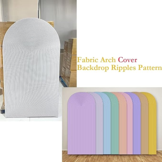 HUAYI Violet Purple Ripples Pattern Arch Backdrop Cover for Birthday Party Wedding Baby Shower Decorations Chiara Backdrops Arched Wall Frame Stands Covers Props GP-450 3ft * 6.5ft
