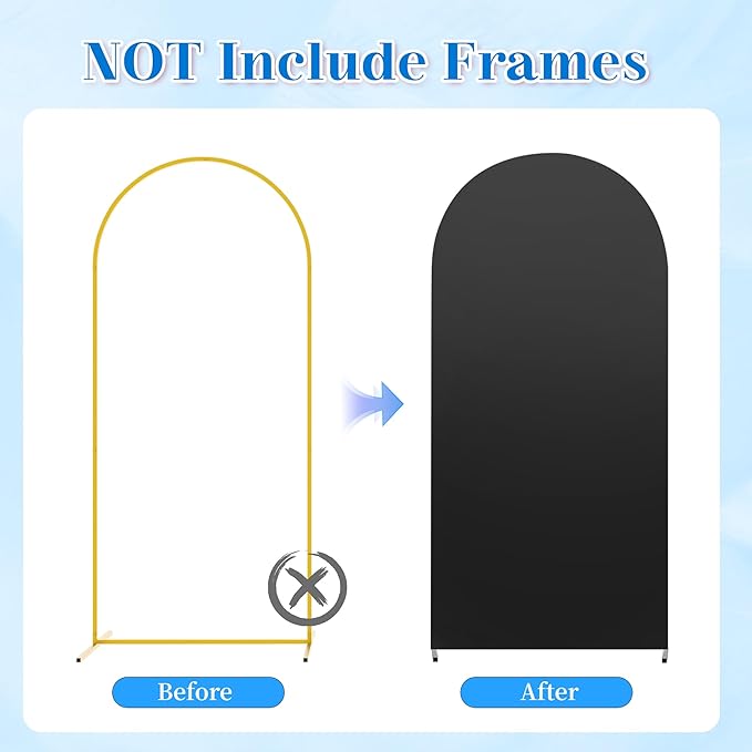 3-Piece Arch Backdrop Cover, Stretchy Spandex Wedding Arch Covers 6FT, 6.6FT, 7.2FT for Round Chiara Arch Stand, Black Arch Cover for Photo Background Birthday Party Banquet Ceremony Decor