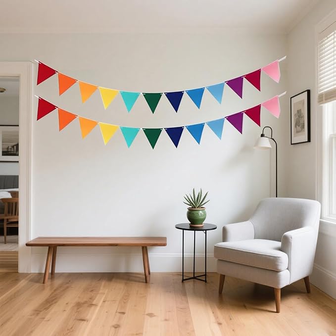 6 Sets Colorful Pennant Banner Flags Multicolor Bunting String Triangle Flags,Garland for Grand Opening, Carnival Theme Birthday Party Decoration Outdoor Events Classroom Decor