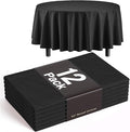 Exquisite 12-Pack Plastic Tablecloth 84 inch Round Value Pack Plastic Table Cover - Black