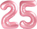 25 Balloon Numbers 40 Inch, Happy 25th Birthday Decorations for Women, Pastel Pink Foil Large Ballon for 2 5 25 52 Birthday Party Wedding Anniversary Supplies