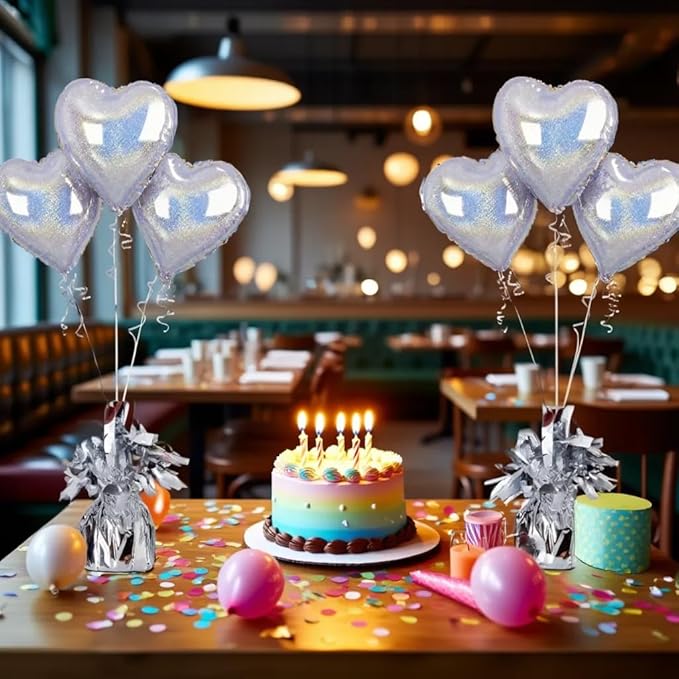 Aluminum Foil Balloon Weights for Parties (6 pcs) - 0.31lb (140g) Each - Premium Balloon Anchors for Birthday, Wedding, Dinner, Indoor & Outdoor Decorations(Silver 6pcs)