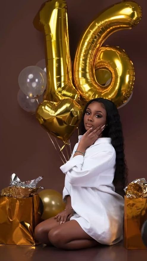 Gold Number 6 Balloon 40 Inch, 6th Birthday Party Decorations for Children, Giant 6 Foil Balloon for Party Supplies
