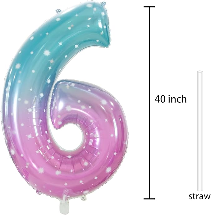 Number 6 Balloon, 6th Birthday Foil Balloons, Large number balloons 40 inch