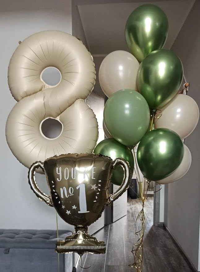 Balloon 8 Numbers, 40 Inch Cream Fiol Large Ballon for Women And Men, Balloons Decoration for Happy 8 18 28 80 Birthday, Wedding Anniversary, Christmas, New Year, Halloween Party Decoration