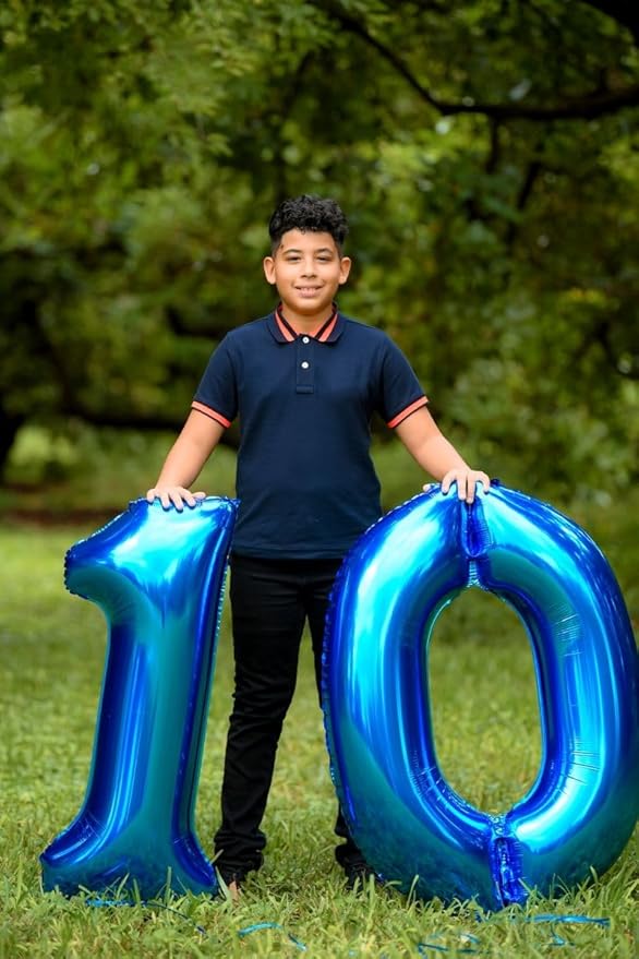 10 Number Balloons, Dark Blue Balloons for Man Woman 10th Birthday Decoration, Foil Number Ballon for 10, 100 Anniversary, Bridal Shower, Graduation, Halloween, Christmas, New Year