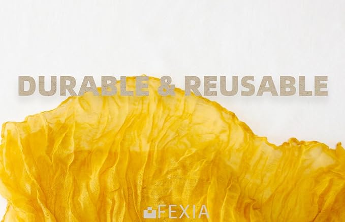 FEXIA 4 Pack Gold Table Runner 35x120 Inches for Summer Decor Baby Shower Decoration Gauze Rustic Table Runner for Wedding Party First Communion Centerpiece Engagement Bridal Shower Boho Decoration