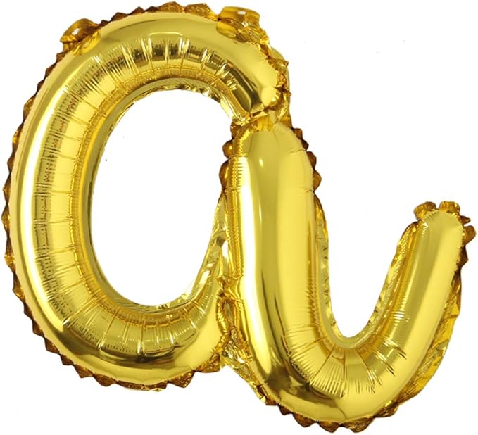 18 inch Gold DIY a-z Handwriting lowercase letters name Foil balloon Letter character birthday Wedding party decoration Balloon (18 inch Gold a)