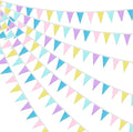 Tatuo 120 Pcs/45 Feet Pennant Banner Flags 4 Pack Pastel Garland Party Decorations Colorful Triangle Bunting Banner Fabric Pennant Flag for Pastel Birthday Easter Garden Baby Shower Wedding Outdoor