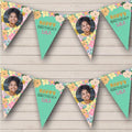 Green Pink Pastel Flowers Photo Personalized Birthday Party Bunting - Hanging Party Decoration - Birthday Party Banner Garland | Decorative Party Supplies