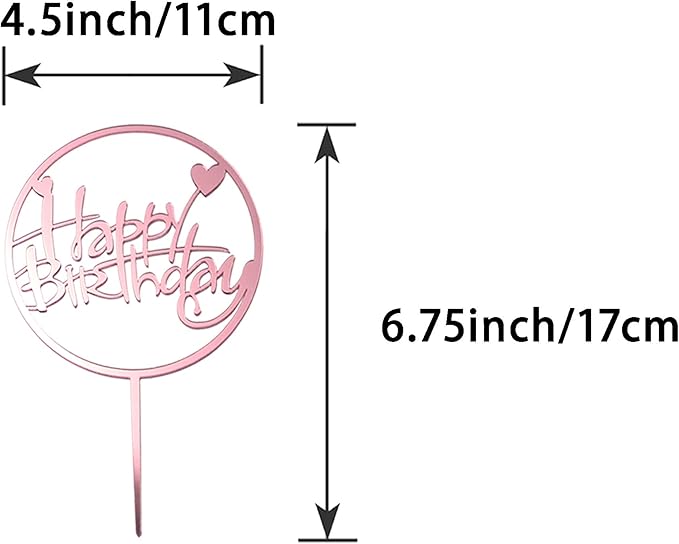 6-Pack Rose Gold Birthday Cake Topper Set, Double-Sided Glitter, Acrylic Happy Birthday Sign Cake Toppers/Cupcake Toppers, Party Decorations Supplies for Girls and Mom.