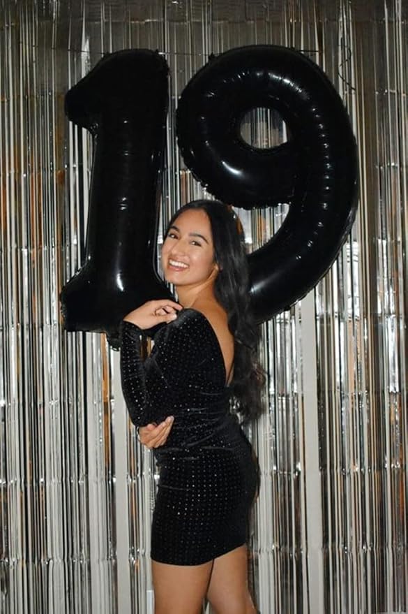 2 Numbers Balloon 40 Inch Black Two Balloon Number Birthday Decor, 2nd 12 21st Party Celebration Decorations Graduations Wedding Baby Shower