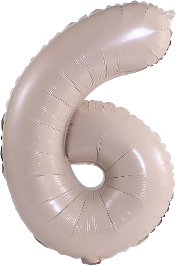YPSelected 32 Inch Large Foil Helium Number Balloon Birthday Wedding Party 0-9 (Cream, 6)