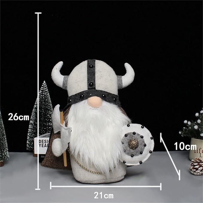 Halloween Special - Viking Warrior Gnome Doll, Fall Farmhouse Gnome Plush Decor Indoor, Nordic Gnomes Decorations for Home, Handcrafed Cute Scandinavian Style Gnomes for Kitchen Table Ornaments (C)