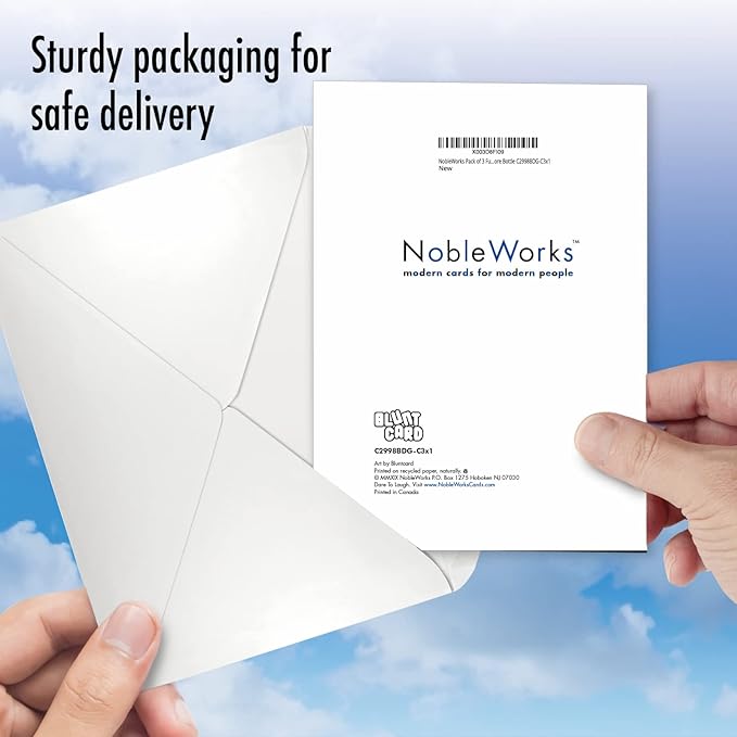 NobleWorks Pack of 3 Funny Birthday Greeting Cards with Envelopes (1 Designs, 3 Each) One More Bottle C2998BDG-C3x1