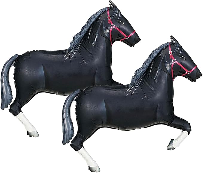 Set of 2 Galloping Black Horse Jumbo 34" Foil Party Balloons