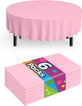 Pureegg Plastic Table Cloth Disposable 6 Pack, 84'' Round Table Cloths, Easter Party, Valentines, Mothers Day Decorations, Tablecloths, Round, Pastel Plastic Cover, Waterproof, Pink