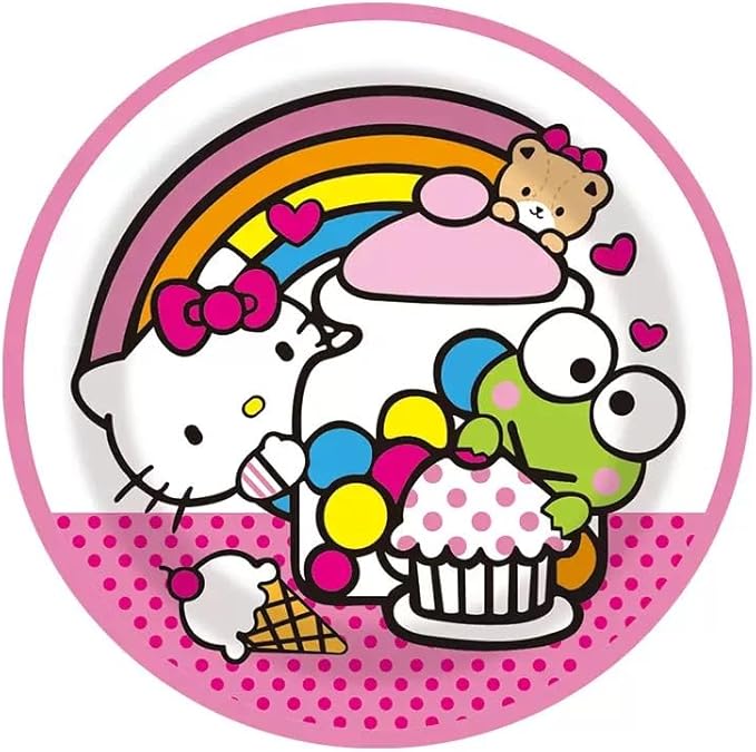 41 pcs Pink Cat Party Decoration Hello Cat Pink Kite Including 1pc Tablecover 20 pcs 7 inches Plates and 20 pcs 6.5 inches Napkins Cat Theme Birthday Party Decoration Favor Sets (Rainbow 41)