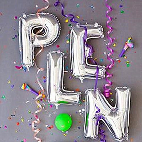 Glanzzeit 16 Inch Silver Foil Balloons Letters A to Z Numbers 0 to 9 for Prom Wedding Birthday Party Decor (Letter E)