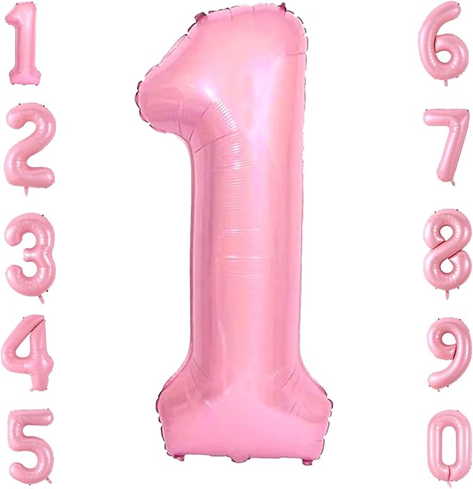 Number 1 Balloon 40 Inch Pink Number Balloon Foil Mylar Alphabet Balloon for Birthday Wedding Baby Shower Party Large Number Balloon