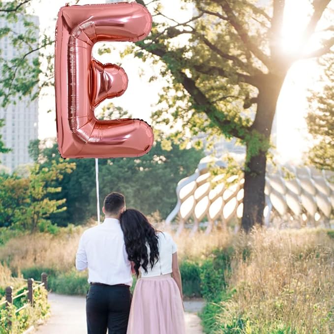 TONIFUL 40 Inch Large Rose Gold Letter E Balloon - Giant Alphabet Foil Mylar for Birthday Party Anniversary Supplies Decorations