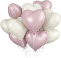 Baby Pink Heart Balloons: 10PCS 18inch Pastel Pink Beige Foil Heart Balloons for Girls Birthday Baby Shower Valentines Decorations