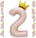 AULE 40 Inch Big Pink 2 Balloon Number with Crown Large Foil Helium Number Balloons 0-9 Jumbo Giant Happy 2nd Birthday Party Decorations Huge Mylar Anniversary Party Supplies