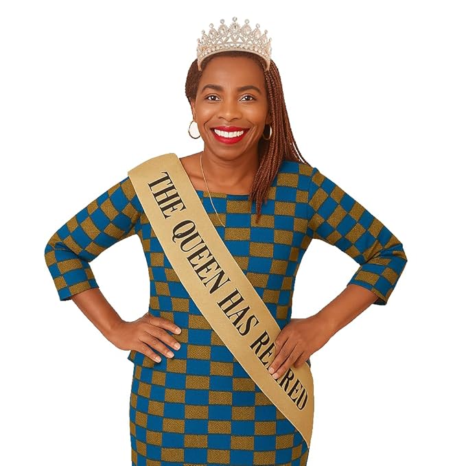 Retirement Tiara & Sash Set – “The Queen Has Retired” Crown & Sash for Parties, Events & Celebrations (Gold)