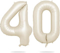 Biapian 40 Inch Cream Number 40 Balloon, 40th Birthday Balloons, Big Digital 40 Beige White Giant 40 Foil Balloon Helium for Men Women 40th Birthday Decorations Anniversary Baby Shower Party Supplies