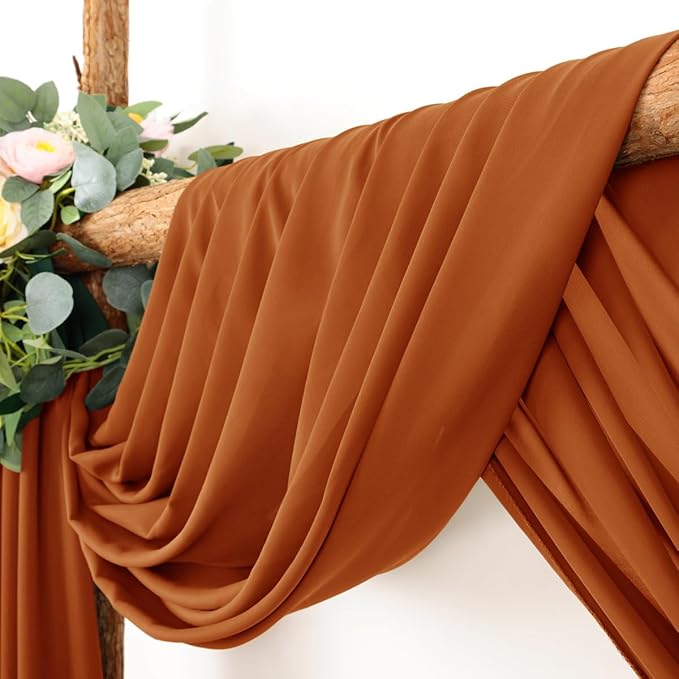 Wedding Arch Draping Fabric 30'' x 18FT Sheer Chiffon Arch Drape Backdrop 1 Panel Terracotta Drape for Easter Bridal Shower Baby Shower Photo Booth Church Decor Birthday Party Outdoor Decor