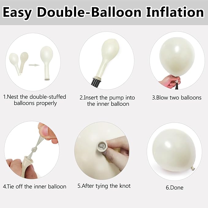 Pearl White Sand Balloons Arch Kit - Double Stuffed Pearl Beige Cream Balloons Different Size 18/12/10/5 inch Pearl Sand White Ivory Balloon for Wedding Birthday Anniversary Party Decorations