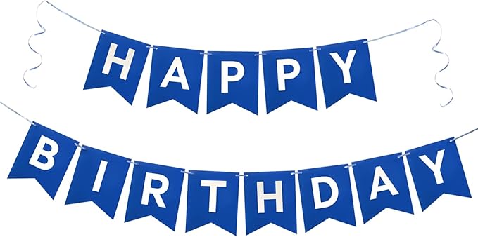 Happy Birthday Banner, Birthday Flag Bunting for Birthday Party Backdrop Decor, Happy Birthday Sign Party Supplies for Girls Boys Kids and Women Hanging Decor (Blue)