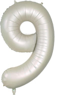 Number 9 Balloons White Sand Nine Balloon for 9 Year Old Birthday Decorations 40 Inches Cream White Large Numbers 9th Birthday Party Nude Ballons Beige 9 Digital Neutral Balloon Pearl White 9