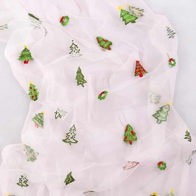 Socomi 3pcs Christmas Table Runner Tulle Gauze Cheesecloth Embroidery Sheer Table Runners for Winter Wedding Party Baby Shower Birthday Holiday Picnic Home Decor