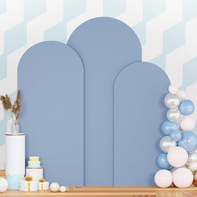 Dusty Blue Wedding Arch Cover Set of 3 Arch Cover Backdrop Fabric 4ft 5ft 6ft Spandex Fit Backdrop Covers for Arched Stand Arches Frame Wall Cover for Birthday Baby Shower Party Arched Stand Covers