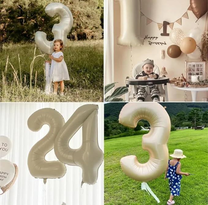 40 Inch Large Numbers Balloon, 4 Cream White Ballon for 4th 14 40 44 Birthday Party, Balloon 4 Number for Graduations Wedding Supplies