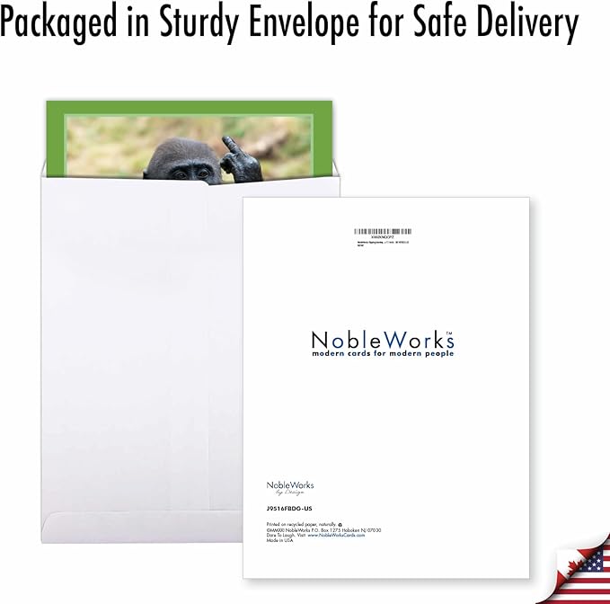 NobleWorks - Hilarious Happy Birthday Card with Envelope (8.5 x 11 Inch) - Funny Animal Greeting Card From All Of Us - Flipping Monkey - Gorilla J9516FBDG-US