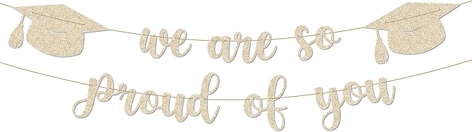 2025 Graduation Decorations - 9 ft Pre-Strung We Are So Proud of You Banner, Congrats Grad Sign, Graduation Party Decorations for Elementary, 5th Grade, 8th Grade, High School, College