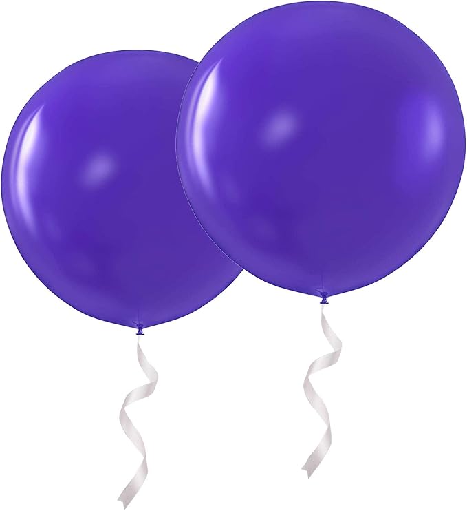 Thick Giant Balloons 36 inch Purple Big Round Latex Balloons 6 Packs for Party Decorations
