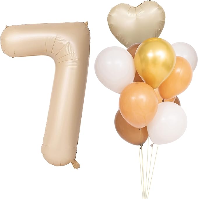 40 In Caramel Number Balloons Helium Foil Mylar latex Balloon Birthday Party banquet Decoration Digital 7